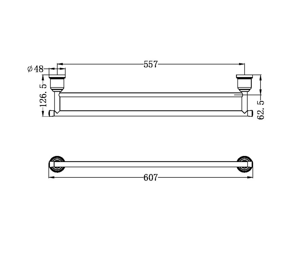 Nero York Towel Rail 600mm - Aged Brass