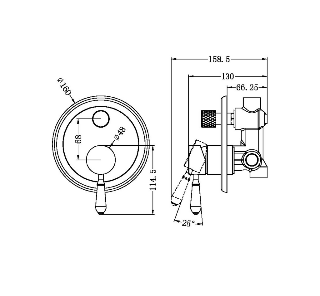 Nero York Shower Mixer With Diverter - Chrome