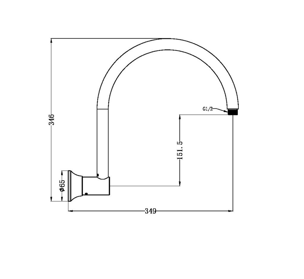 Nero York Shower Arm - Chrome