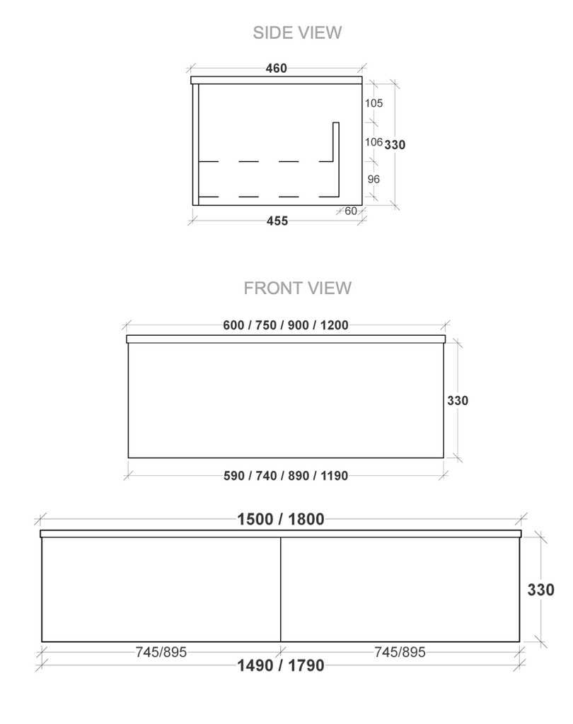 Rifco Sleek Vanity with Solid Timber Top & Basin Single Draw