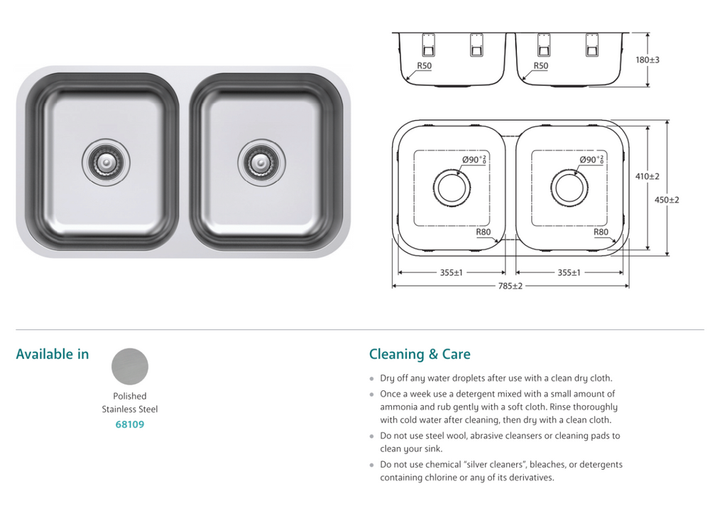 Fienza Tiva 785 Double Kitchen Sink