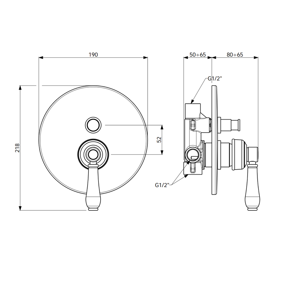 Armando Vicario Provincial Wall Mounted Divertor Mixer - Chrome