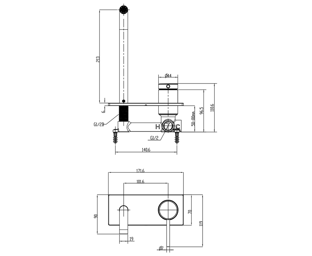 Gareth Ashton Poco Knurled Wall Basin/ Bath Set - Matte Black
