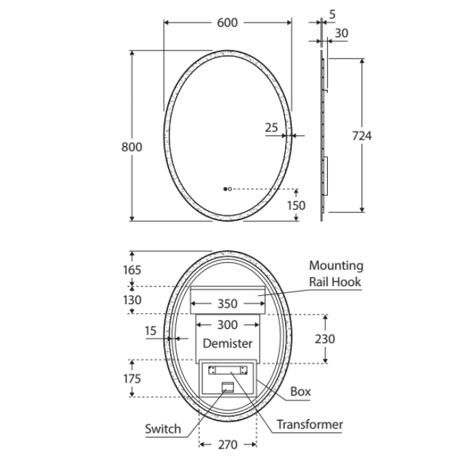 Fienza Antonia Oval LED Mirror