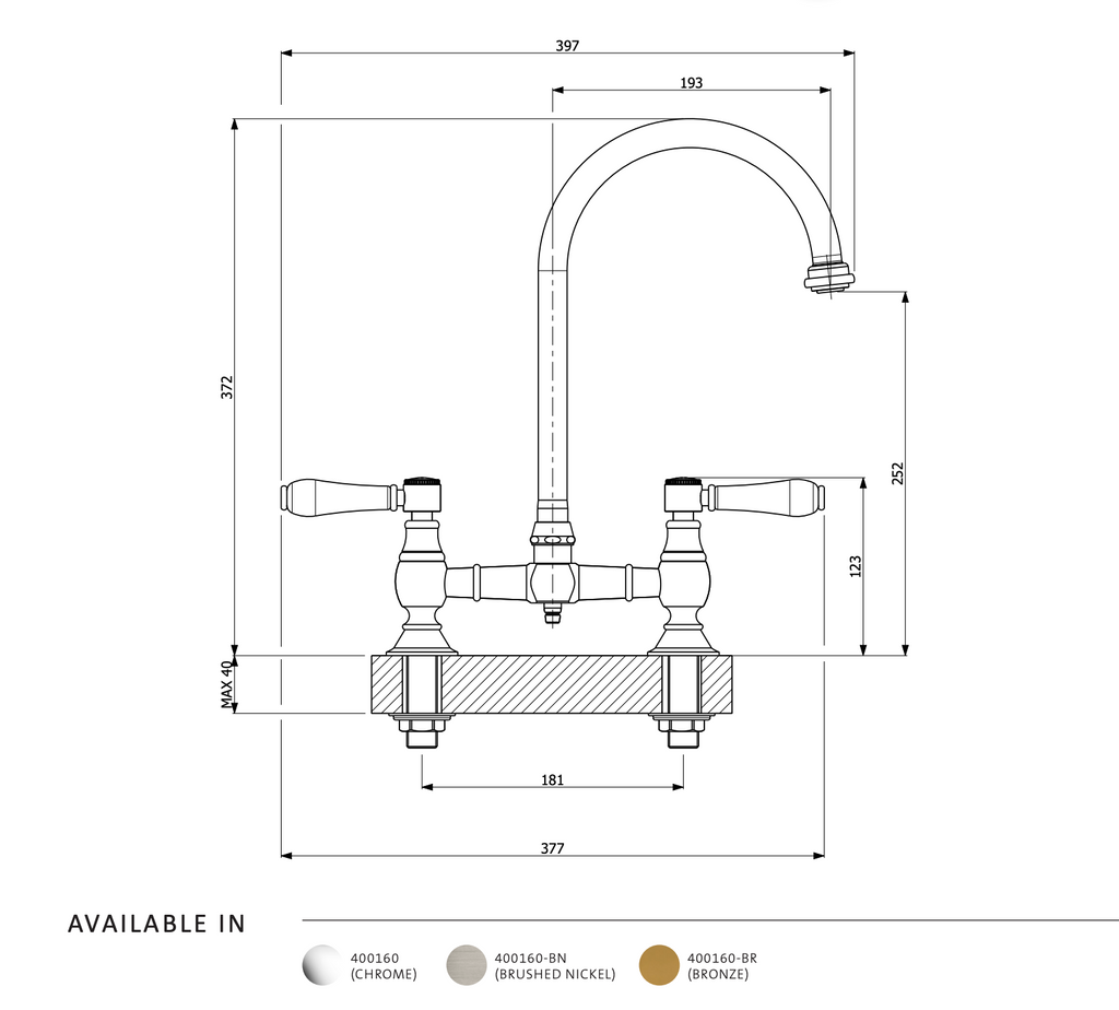 Armando Vicario Provincial Exposed Breach Kitchen Tap - Brushed Bronze