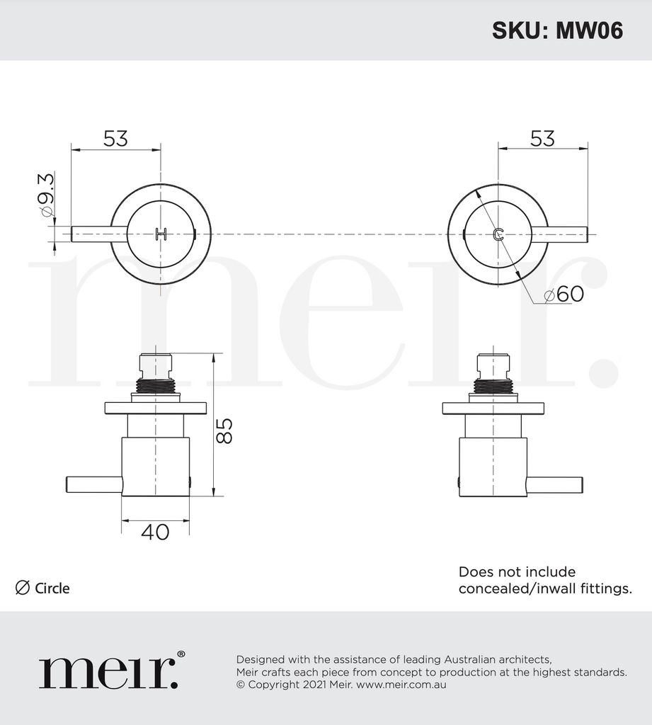 Meir Round Quarter Turn Wall Top Assemblies - Brushed Nickel