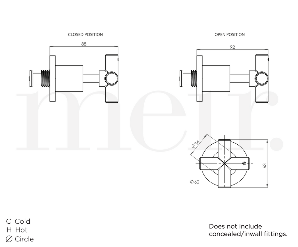 Meir Round Cross Handle Wall Top Assemblies - Shadow