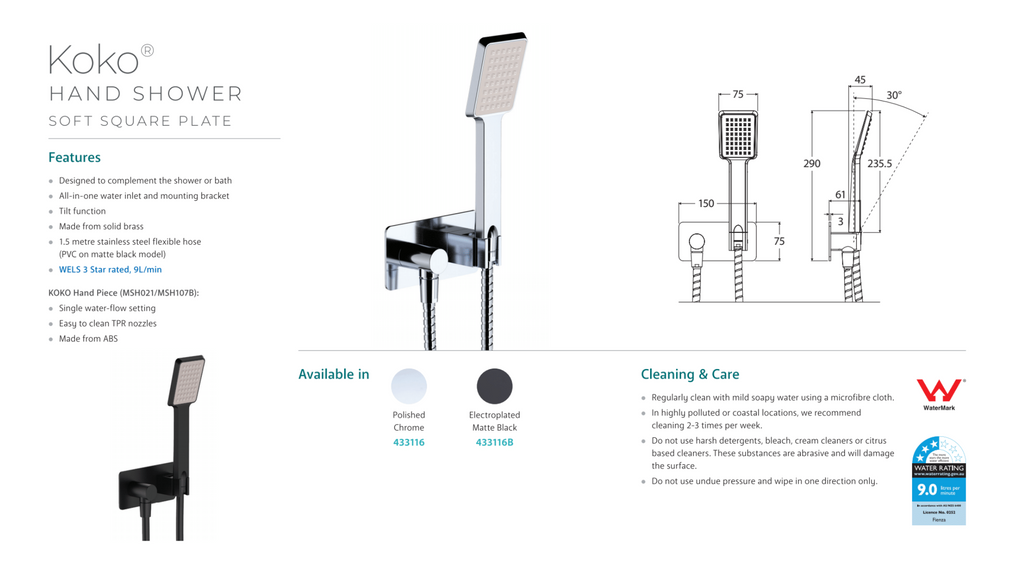 Fienza Koko Hand Shower - Chrome