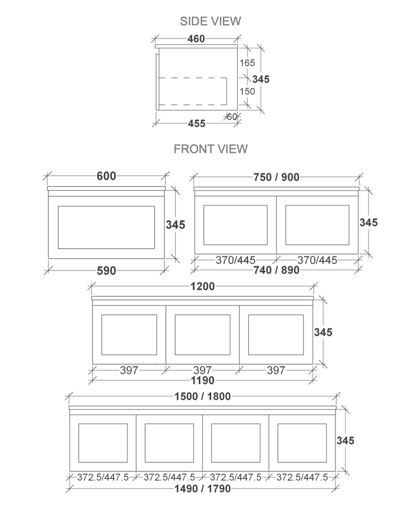 Rifco Hamilton Wall Hung Vanity with Solid Timber Top & Basin