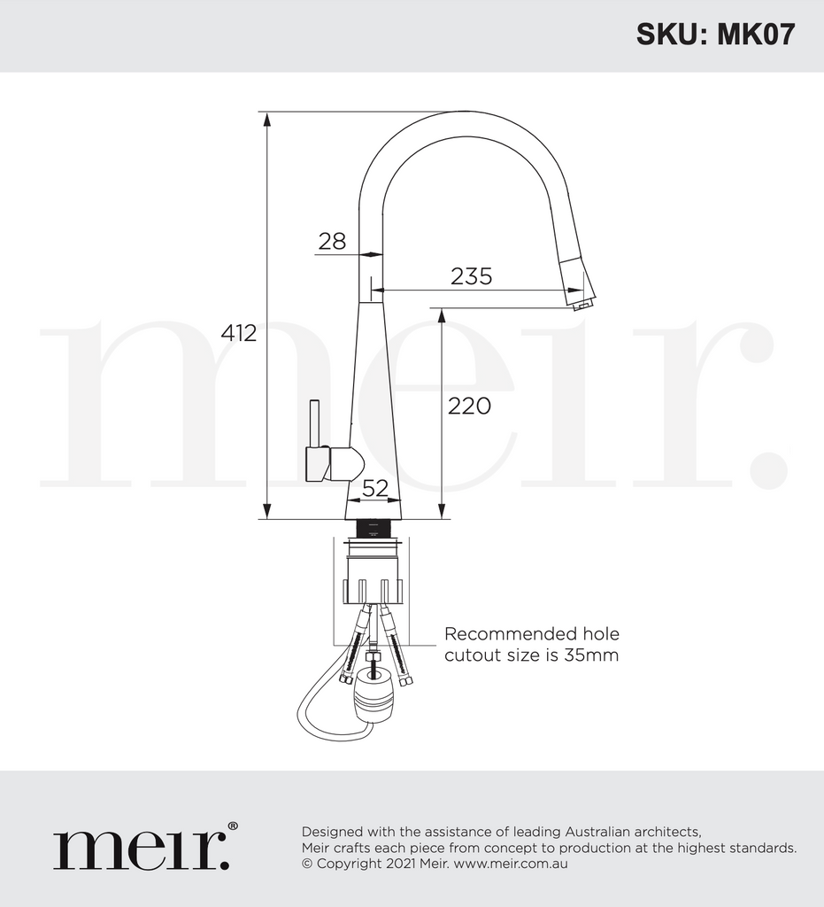 Meir Round Pull Out Kitchen Mixer Tap - Matte Black