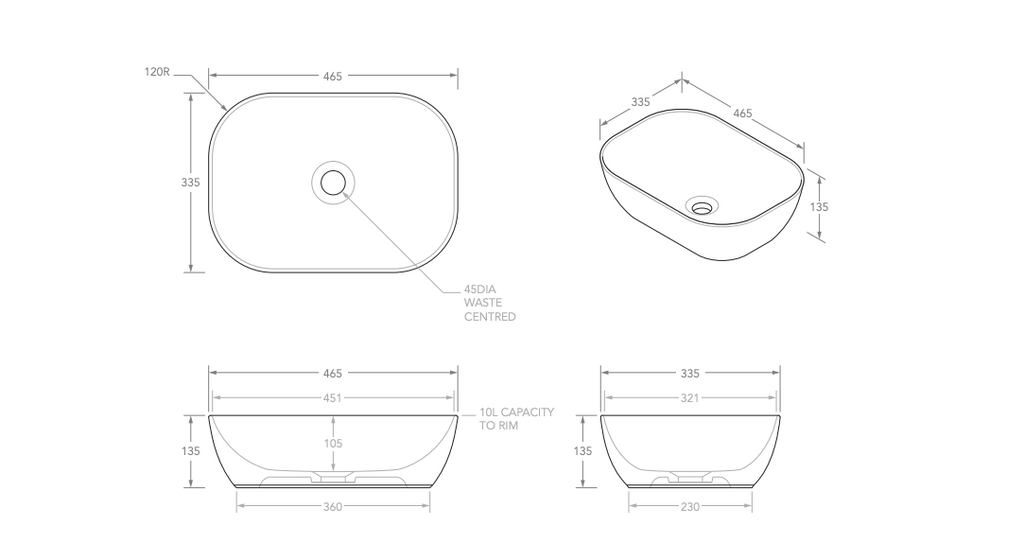 ADP Stadium Above Counter Basin - Matte White