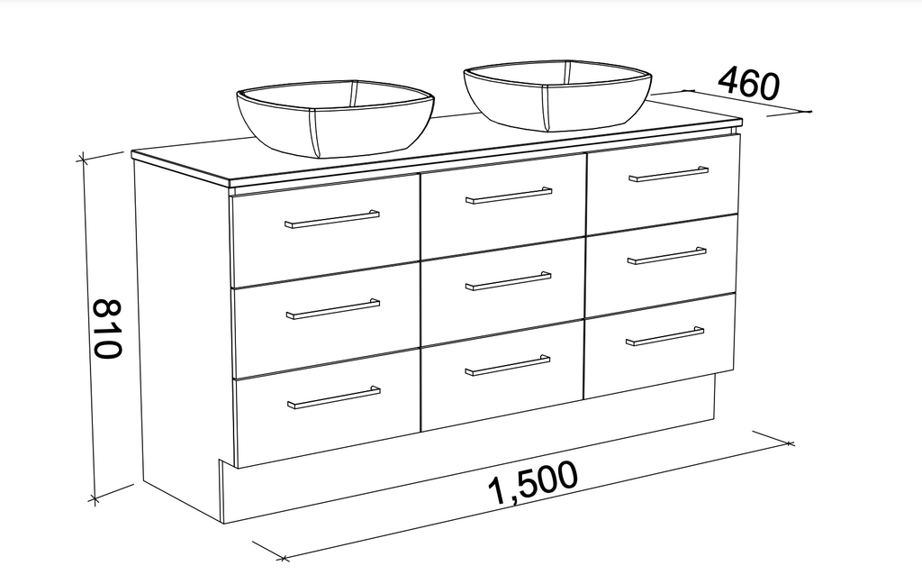 Timberline Ashton Floor Standing Vanity with Above Counter Basin