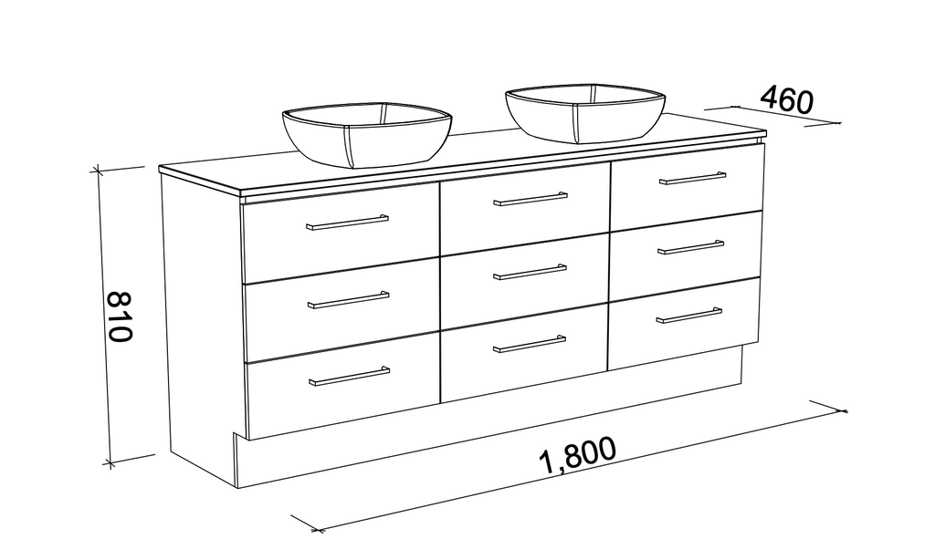 Timberline Ashton Floor Standing Vanity with Above Counter Basin