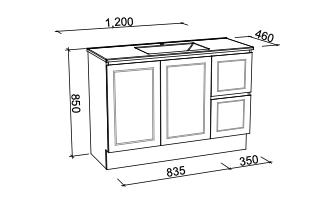 Timberline Nevada Classic Floor Standing Vanity with Alpha Ceramic Basin Top - Wellsons