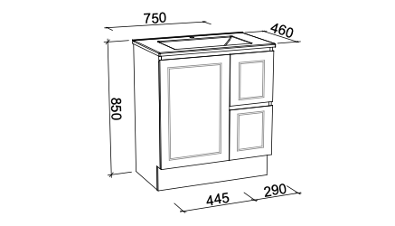 Timberline Nevada Classic Floor Standing Vanity with Alpha Ceramic Basin Top - Wellsons