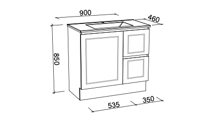 Timberline Nevada Classic Floor Standing Vanity with Alpha Ceramic Basin Top - Wellsons