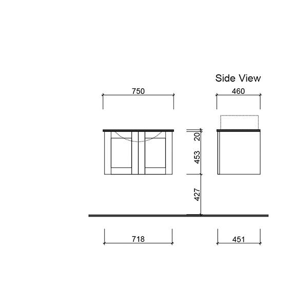 Timberline Victoria Wall Hung Vanity with Silksurface Freedom Top & Basin - Wellsons