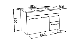 Timberline Bargo Wall Hung Vanity with Silksurface Top & Basin - Wellsons