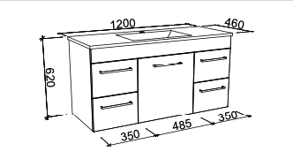 Timberline Bargo Wall Hung Vanity with Alpha Ceramic Top - Wellsons