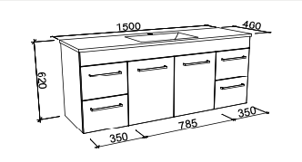 Timberline Bargo Wall Hung Vanity with Silksurface Top & Basin - Wellsons