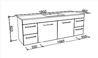 Timberline Bargo Wall Hung Vanity with Silksurface Top & Basin - Wellsons