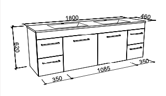 Timberline Bargo Wall Hung Vanity with Silksurface Top & Basin - Wellsons