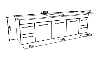 Timberline Bargo Wall Hung Vanity with Silksurface Top & Basin - Wellsons