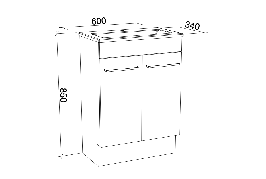 Timberline Ensuite Floor Standing Vanity with Acrylic Top - Wellsons