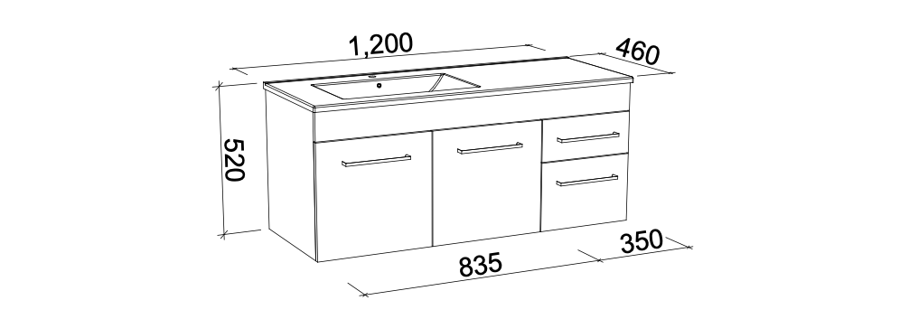 Timberline Indiana Wall Hung Vanity with Alpha Ceramic Top - Wellsons