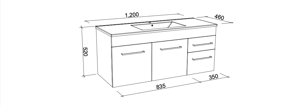 Timberline Indiana Wall Hung Vanity with Alpha Ceramic Top - Wellsons