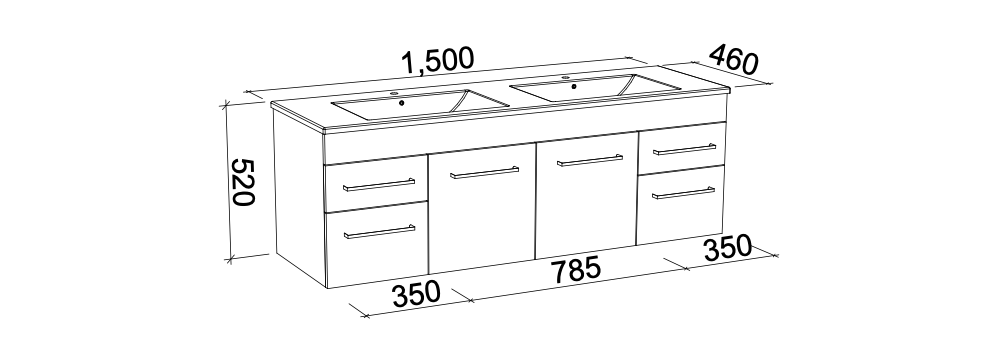 Timberline Indiana Wall Hung Vanity with Alpha Ceramic Top - Wellsons