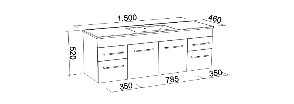Timberline Indiana Wall Hung Vanity with Alpha Ceramic Top - Wellsons