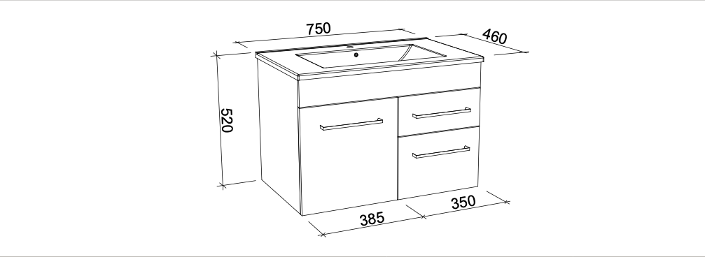 Timberline Indiana Wall Hung Vanity with Alpha Ceramic Top - Wellsons