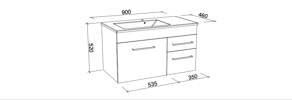 Timberline Indiana Wall Hung Vanity with Alpha Ceramic Top - Wellsons