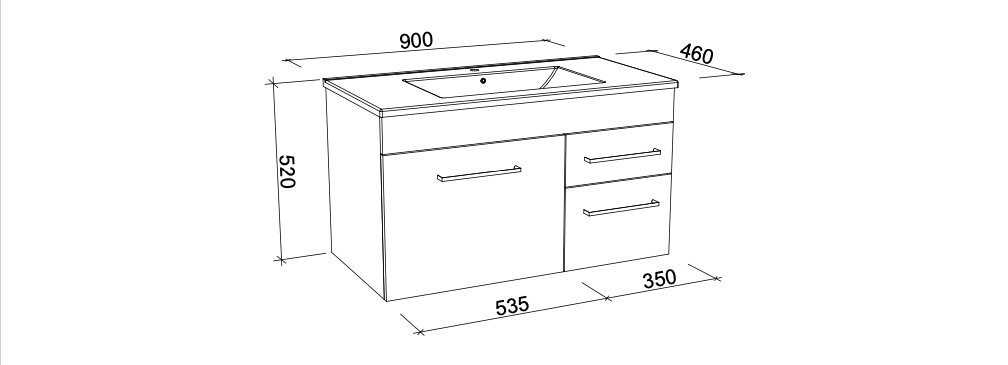 Timberline Indiana Wall Hung Vanity with Alpha Ceramic Top - Wellsons