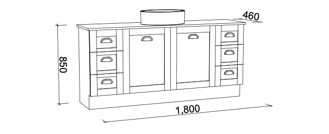 Timberline Victoria Floor Standing Vanity with Above Counter Basin - Wellsons