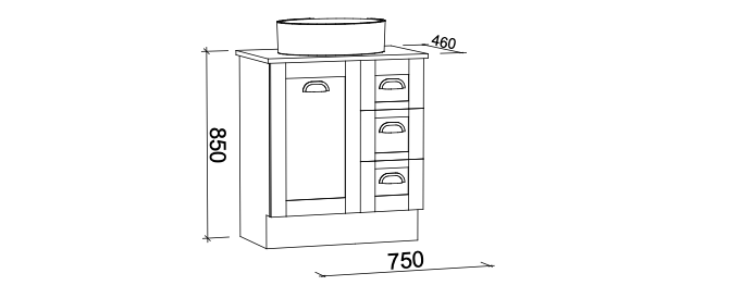 Timberline Victoria Floor Standing Vanity with Above Counter Basin - Wellsons
