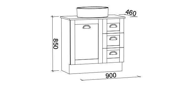 Timberline Victoria Floor Standing Vanity with Above Counter Basin - Wellsons