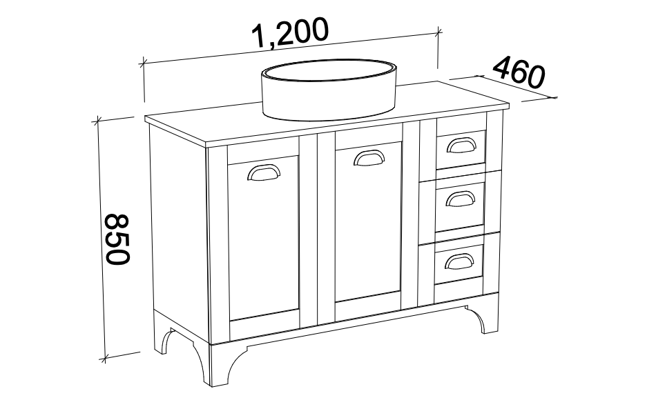Timberline Windsor Floor Standing Vanity with Silksurface Top & Above Counter Basin