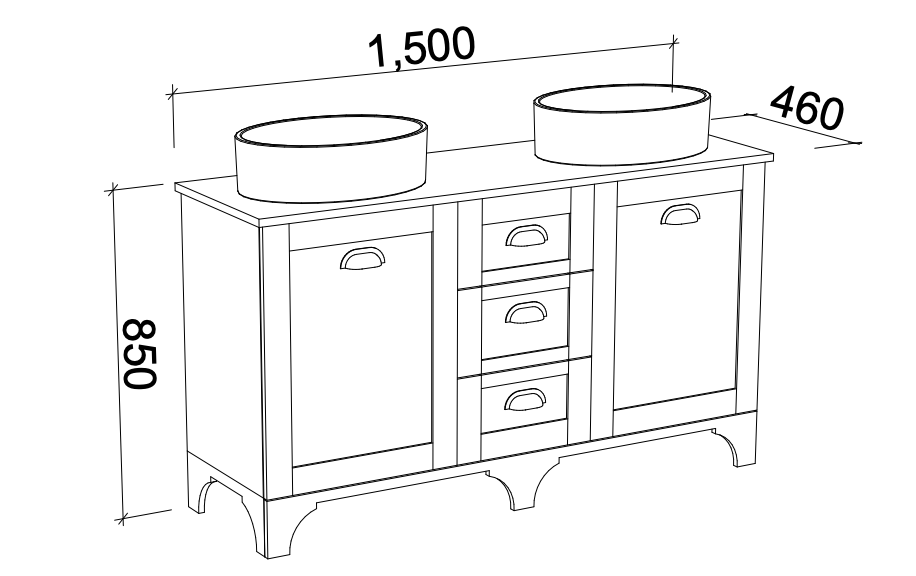 Timberline Windsor Floor Standing Vanity with Silksurface Top & Above Counter Basin