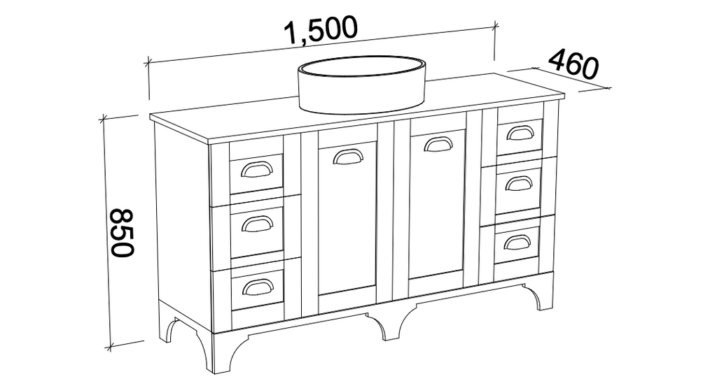Timberline Windsor Floor Standing Vanity with Silksurface Top & Above Counter Basin