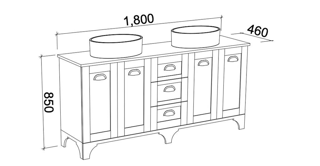 Timberline Windsor Floor Standing Vanity with Silksurface Top & Above Counter Basin