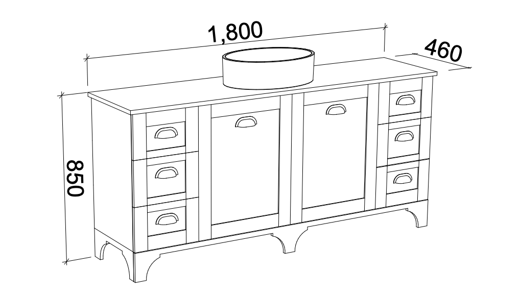 Timberline Windsor Floor Standing Vanity with Silksurface Top & Above Counter Basin