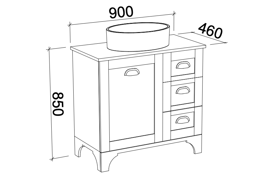 Timberline Windsor Floor Standing Vanity with Silksurface Top & Above Counter Basin