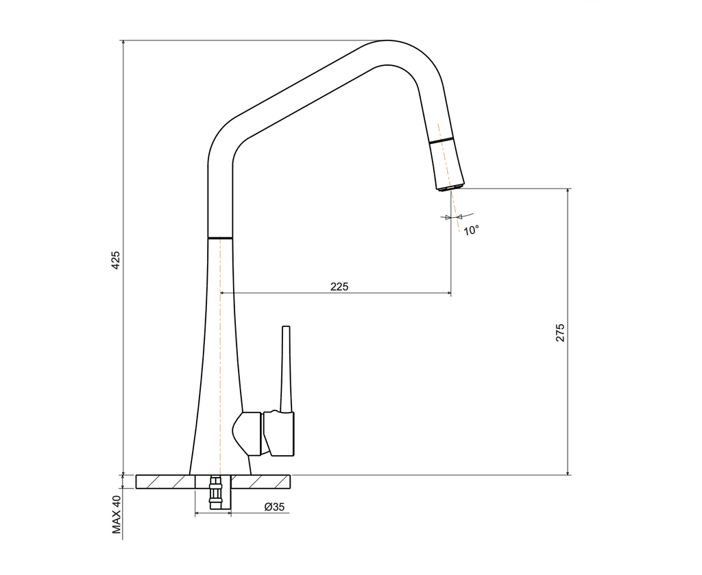 Armando Vicario Tink-D Kitchen Mixer with Pull Out - Brushed Nickel
