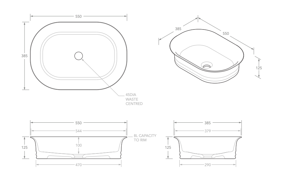 ADP Titan Above Counter Basin - Gloss White - Wellsons