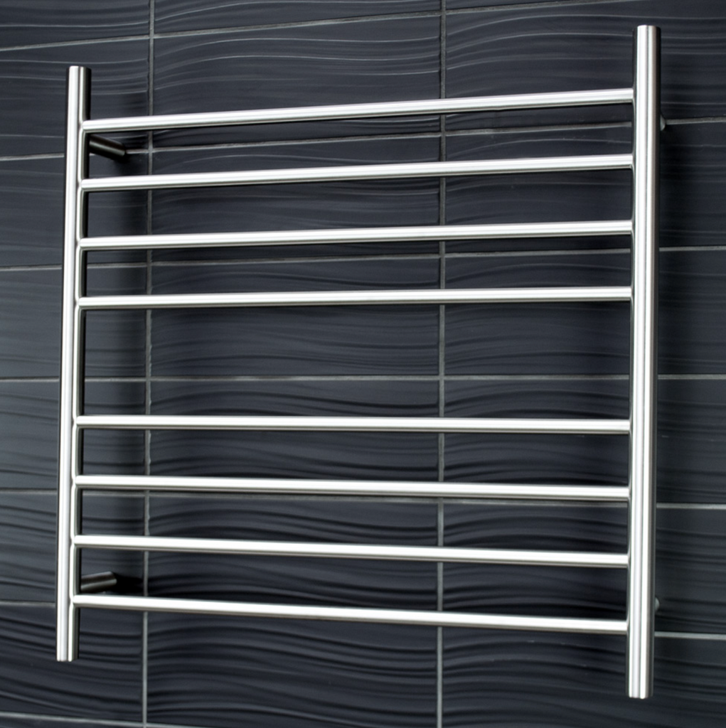 Radiant Heating Round Bars 240V Heated Towel Rails Brushed Satin 750 x 750