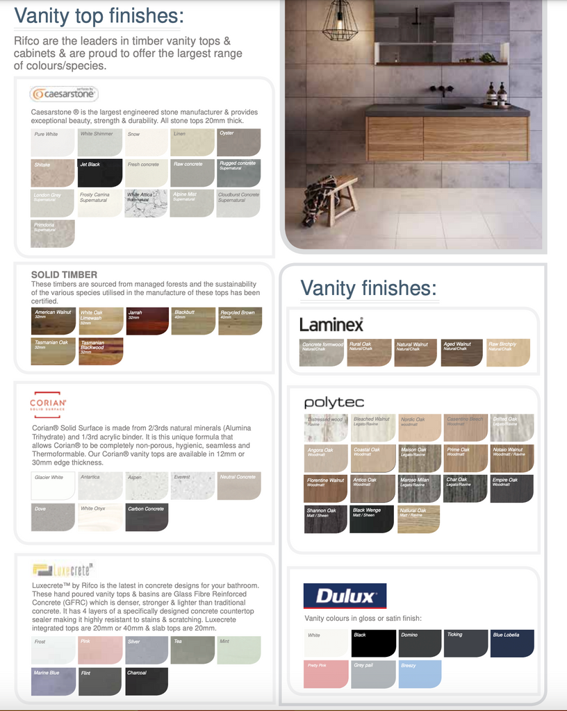 Rifco Platinum Wall Hung Vanity with Solid Timber Top and Basin