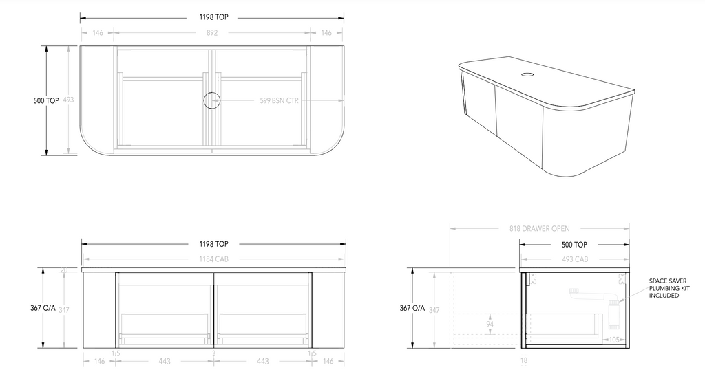 ADP Waverley Wall Hung Vanity with Caesarstone