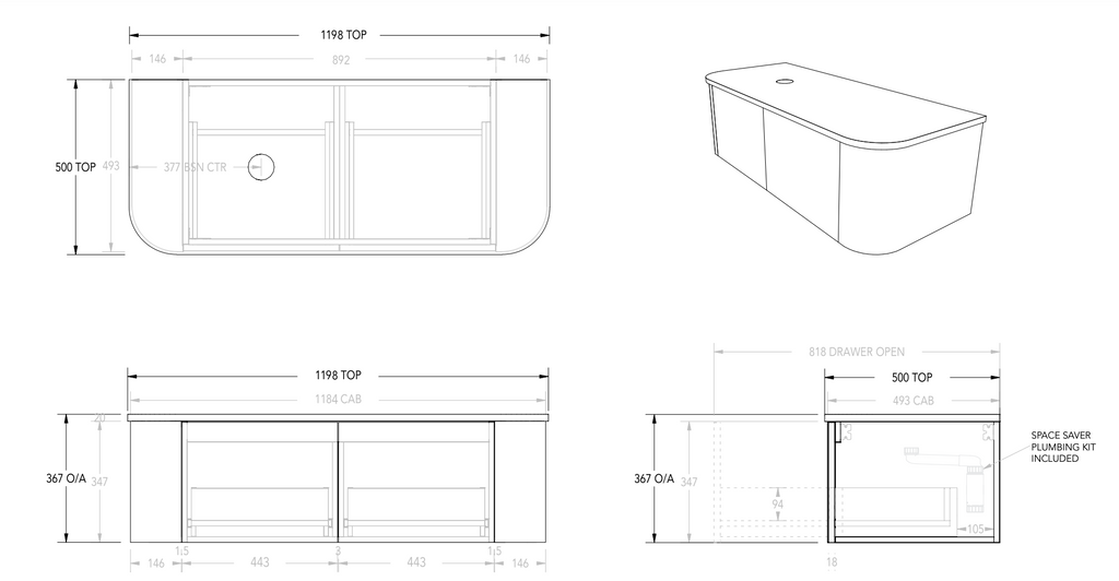 ADP Waverley Wall Hung Vanity with Caesarstone